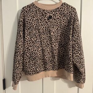 Nike Tan and Brown Leopard Print crew neck sweatshirt size M